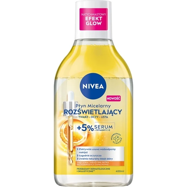 Nivea, rozświetlający płyn micelarny, skóra zmęczona i wrażliwa, 400ml