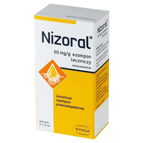 Nizoral 20mg/g, szampon przeciwłupieżowy, 6 saszetek po 6ml