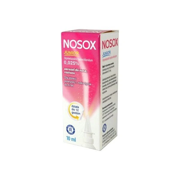 Nosox Junior 0,025%, aerozol do nosa, dla dzieci powyżej 1 roku życia, 10ml