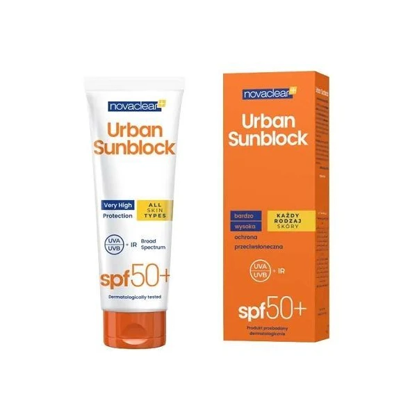 Novaclear Urban Sunblock, krem ochronny SPF 50+, do każdego rodzaju skóry, 125ml