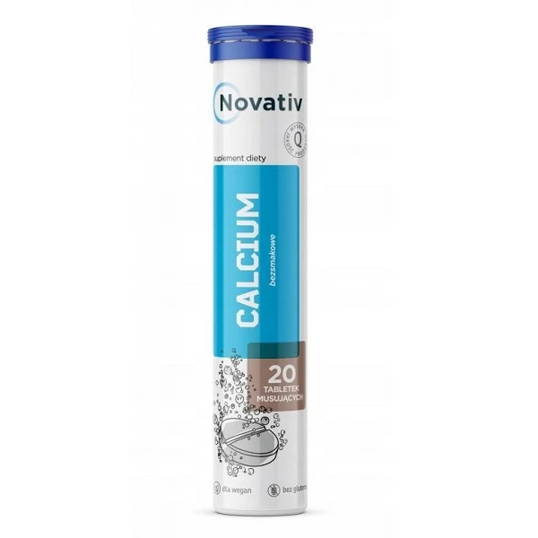 Novativ, Calcium, bezsmakowe, 20 tabletek musujących