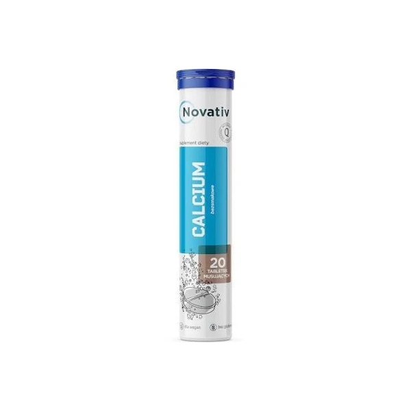 Novativ, Calcium, bezsmakowe, 20 tabletek musujących