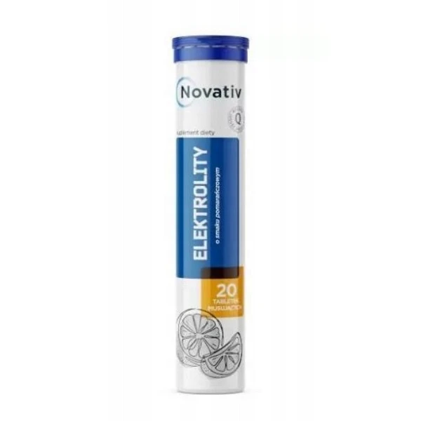 Novativ, Elektrolity, smak pomarańczowy, 20 tabletek musujących