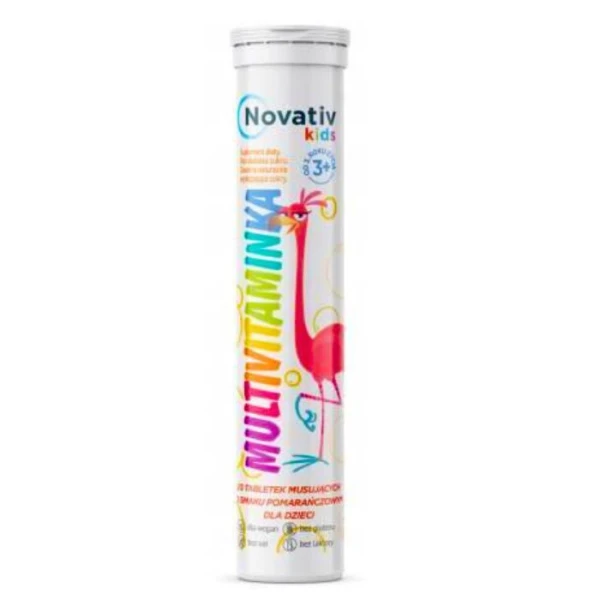 Novativ Kids, Multiwitaminka, smak pomarańczowy, po 3 roku życia, 20 tabletek musujących