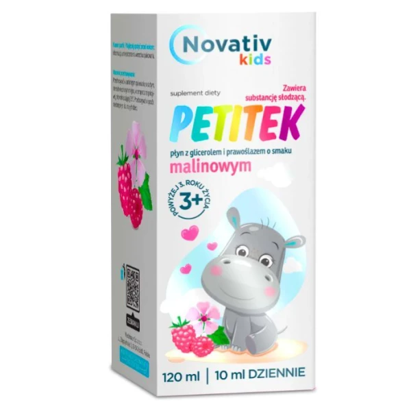 Novativ Kids, Petitek, smak malinowy, po 3 roku życia, 120ml