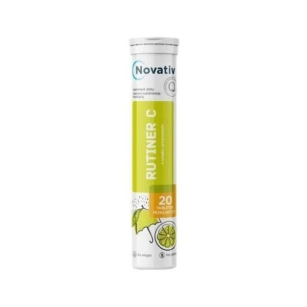 Novativ, Rutiner C, smak cytrynowy, 20 tabletek musujących