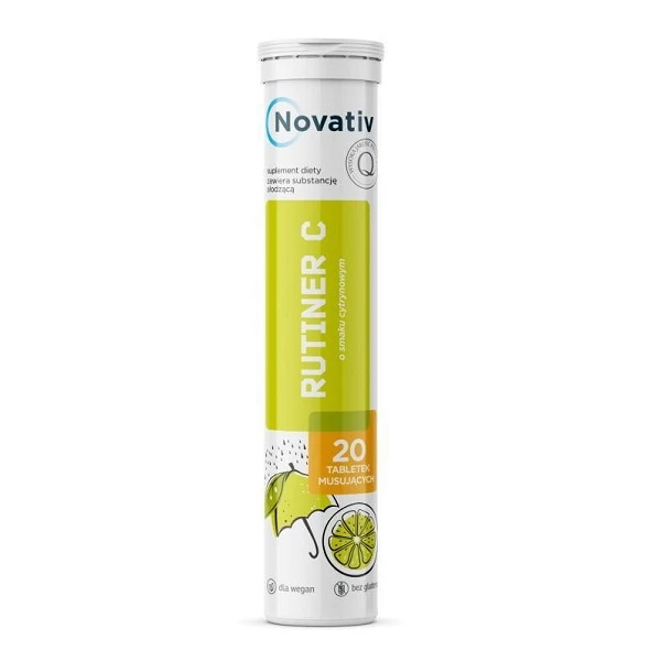 Novativ, Rutiner C, smak cytrynowy, 20 tabletek musujących