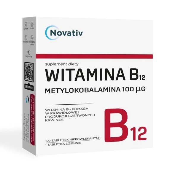 Novativ, Witamina B12 100mcg, 120 tabletek