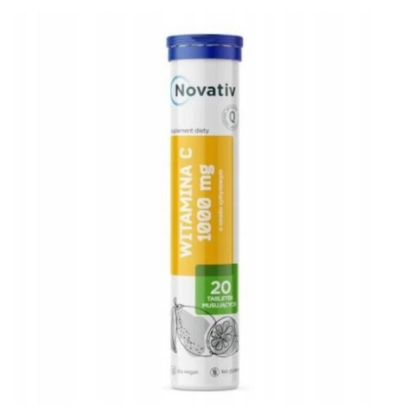Novativ, witamina C 1000mg, smak cytrynowy, 20 tabletek musujących