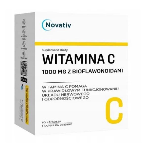Novativ, Witamina C 1000mg z bioflawonoidami, 60 kapsułek