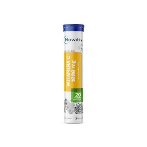 Novativ, witamina C 1000mg, smak cytrynowy, 20 tabletek musujących