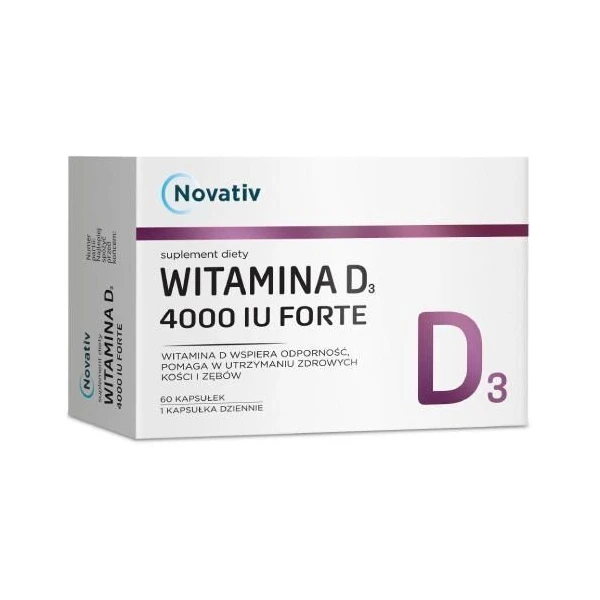 Novativ, Witamina D3 4000 IU Forte, 60 kapsułek