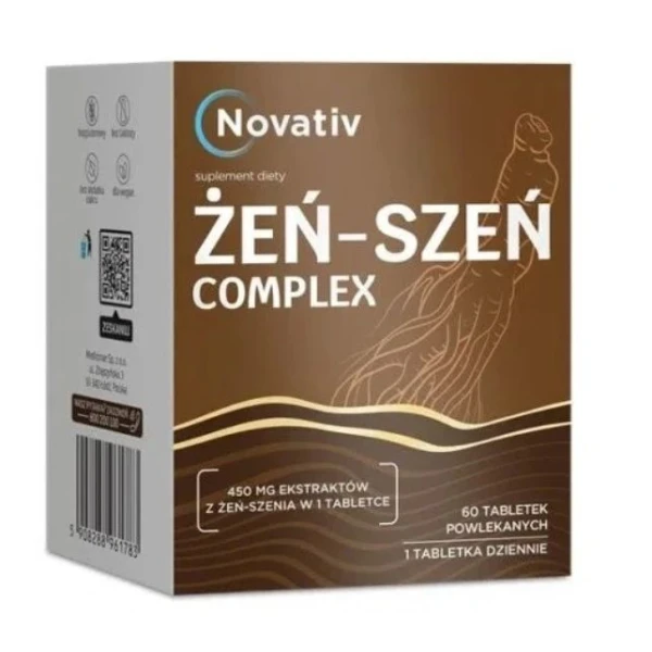 Novativ, żeń-szeń complex, 60 tabletek powlekanych