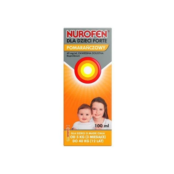 Nurofen dla dzieci Forte 40mg/ml, zawiesina doustna, smak pomarańczowy, po 3 miesiącu życia, 100ml