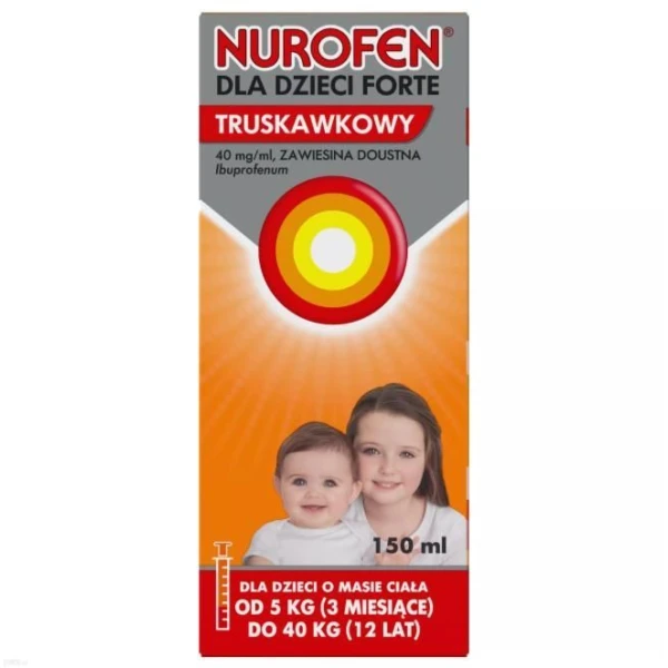 Nurofen dla dzieci Forte 40mg/ml, zawiesina doustna, smak truskawkowy, po 3 miesiącu życia, 150ml