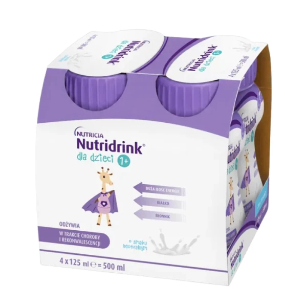 Nutridrink dla dzieci 1+, produkt odżywczy, smak neutralny, płyn, po 1 roku życia, 4x125ml