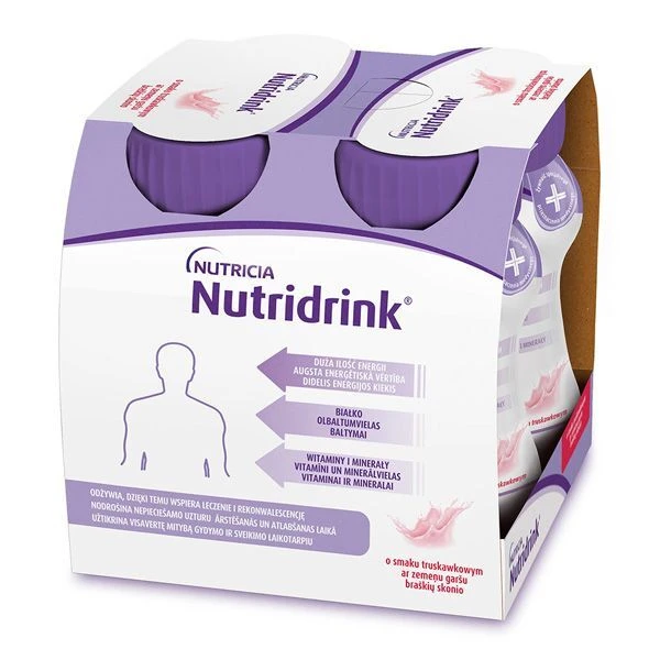 Nutridrink, produkt odżywczy wysokoenergetyczny, smak truskawkowy, płyn, 4x125ml