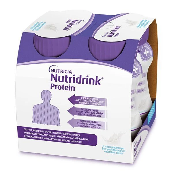 Nutridrink Protein, produkt odżywczy wysokobiałkowy, smak neutralny, płyn, 4x125ml