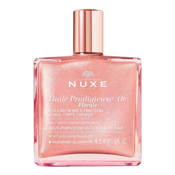 Nuxe Huile Prodigieuse Or Florale, suchy olejek ze złotymi drobinkami do ciała, twarzy i włosów, 50ml