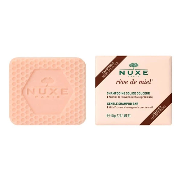Nuxe Reve de Miel, delikatny szampon do włosów w kostce z miodem, 65g