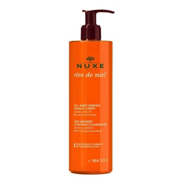 Nuxe Reve de Miel, ultrabogaty żel do mycia twarzy i ciała, 400ml