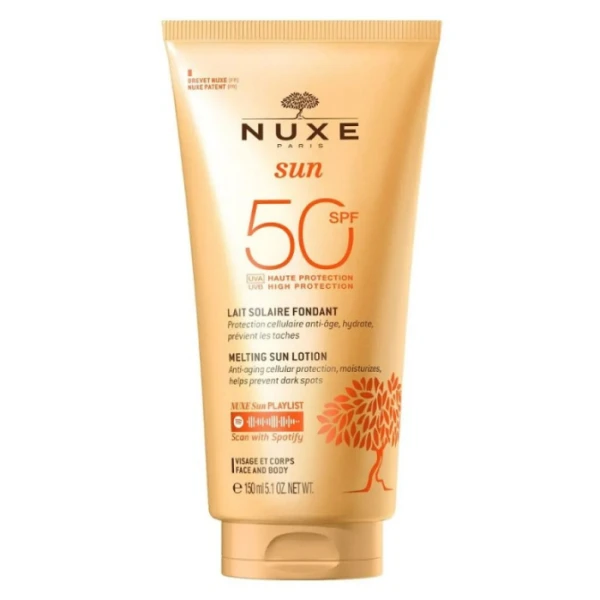 Nuxe Sun, mleczko do opalania twarzy i ciała, SPF 50, 150ml