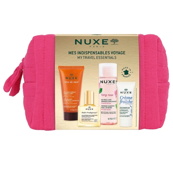 Nuxe, Very Rose woda micelarna, 50ml + Huile Prodigieuse, olejek, 10ml + Reve de Miel, żel do mycia, 30ml + Creme Fraiche, krem nawilżający 3w1, 15ml