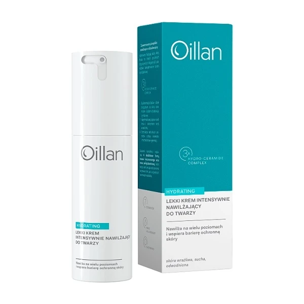Oillan Hydrating, lekki krem nawilżający do twarzy, dla skóry suchej, wrażliwej i odwodnionej, 50ml