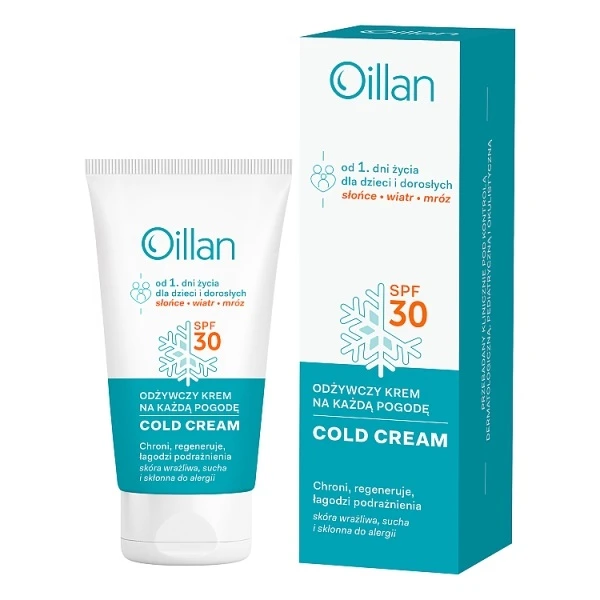 Oillan Cold Cream, ochronny krem do twarzy, na mróz i wiatr, od 1 dnia życia, SPF 30, 50ml