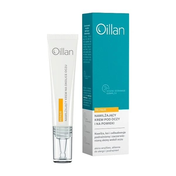 Oillan Repair, kojąco-nawilżający krem pod oczy i na powieki dla skóry wrażliwej i suchej, 15ml