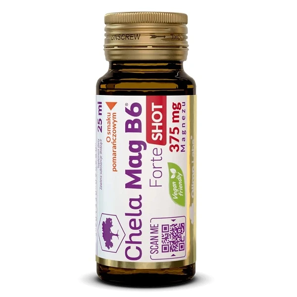 Olimp Labs, Chela-Mag B6 Forte Shot, płyn, smak wiśniowy, wegański, 25ml