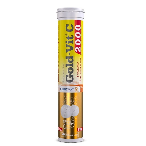 Olimp Labs, Gold-Vit C 2000, smak pomarańczowy, 20 tabletek musujących