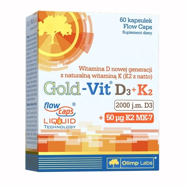 Olimp Labs, Gold-Vit D3 2000 j.m. + K2 MK-7 50mcg, 60 kapsułek