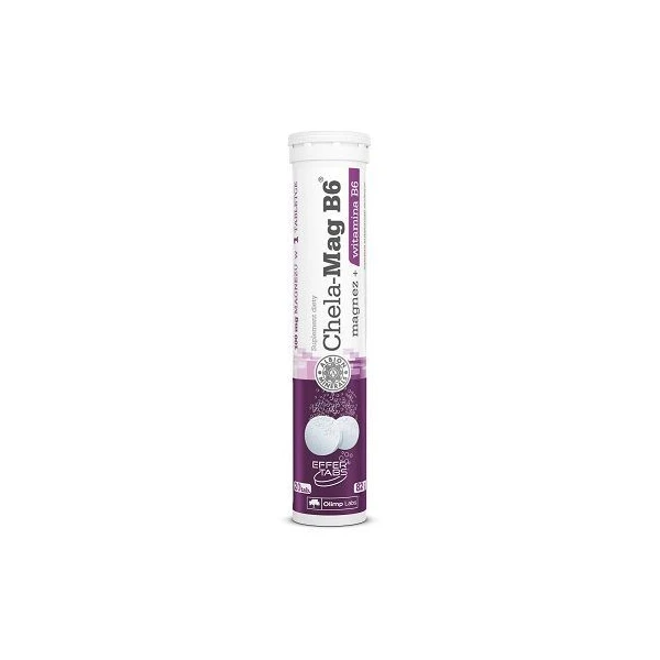 Olimp Labs, Chela-Mag B6, magnez + witamina B6, smak pomarańczowy, 20 tabletek musujących