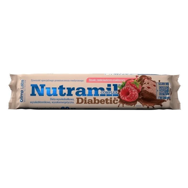Olimp Labs, Nutramil Complex Diabetic, baton o smaku czekoladowo-malinowym, 60g