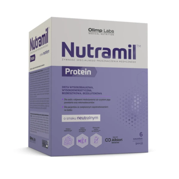 Olimp Nutramil Complex Protein, preparat odżywczy, smak neutralny, 72g x 6 saszetek