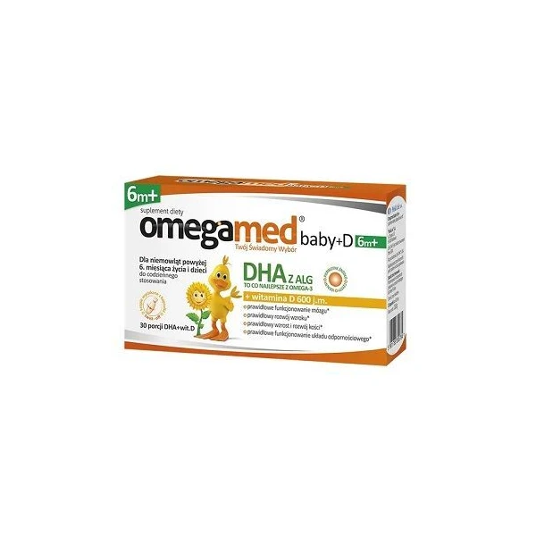 Omegamed baby + D, witamina D 600 j.m. + DHA, po 6 miesiącu życia, 30 kapsułek twist-off