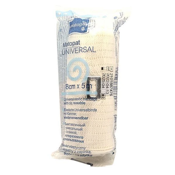Opaska elastyczna, Matopat Universal, 8cmx5m, z zapinką, 1 sztuka