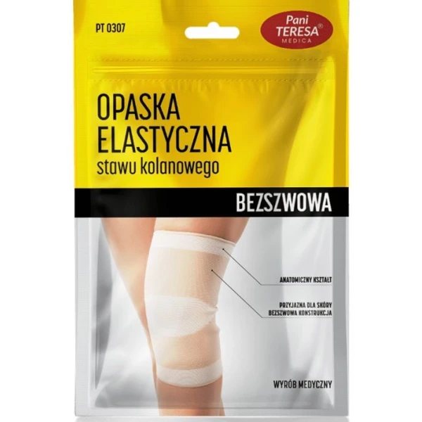Opaska elastyczna stawu kolanowego, Pani Teresa, bezszwowa, rozmiar M, kolor czarny, 1 sztuka