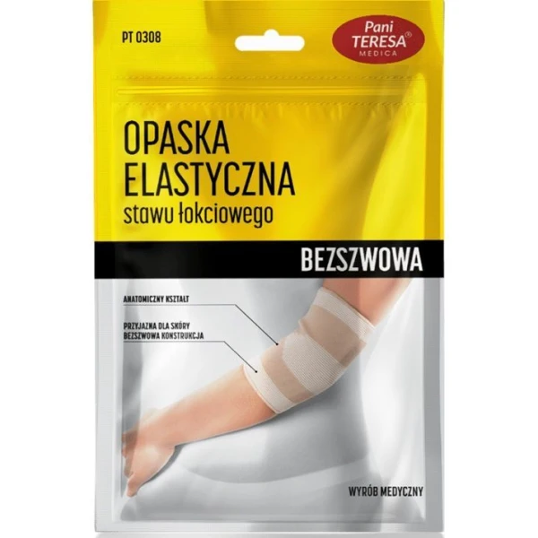Opaska elastyczna stawu łokciowego, Pani Teresa, bezszwowa, rozmiar S, kolor beżowy, 1 sztuka