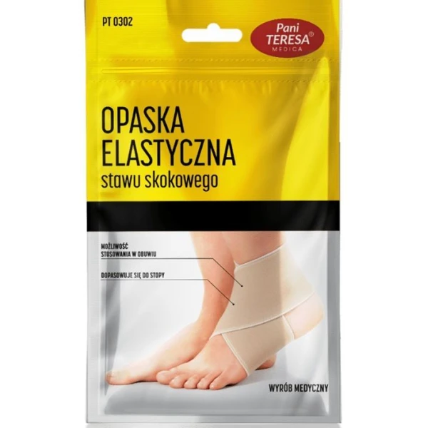Opaska elastyczna stawu skokowego, Pani Teresa, rozmiar L, kolor beżowy, 1 sztuka