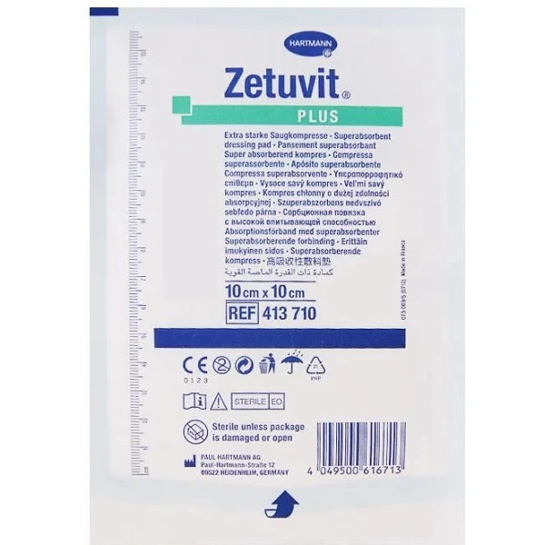 Opatrunek Zetuvit Plus, jałowy, 10cmx10cm, 1 sztuka