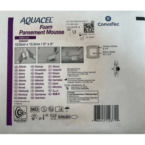 Opatrunek piankowy, Aquacel Foam, przylepny, jałowy, 12,5cmx12,5cm, 1 sztuka