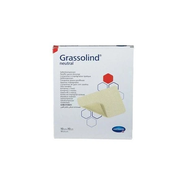 Opatrunek z maścią, Grassolind Neutral, jałowy, 10cmx10cm, 10 sztuk