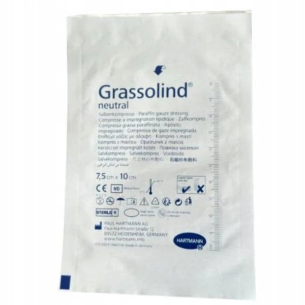 Opatrunek z maścią, Grassolind Neutral, jałowy, 7,5cmx10cm, 1 sztuka
