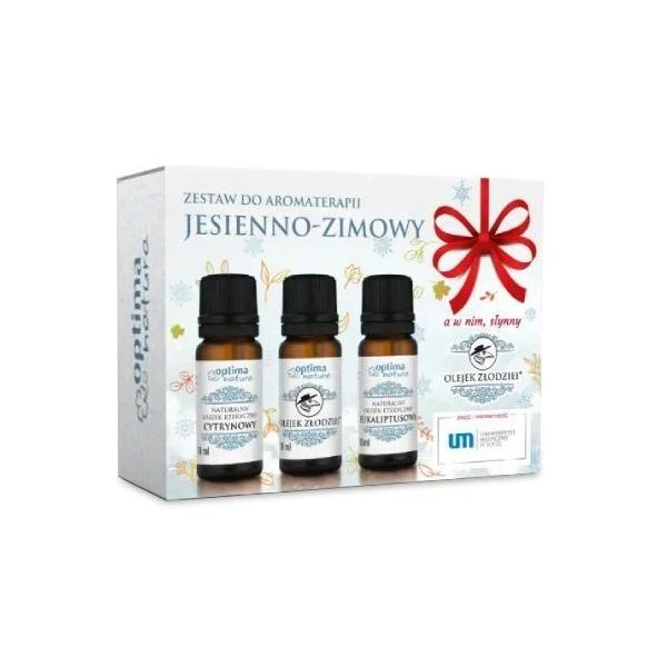 Optima Natura, Zestaw Zimowy, olejek złodziei, 10ml + olejek eukaliptusowy, 10ml + olejek cytrynowy, 10ml