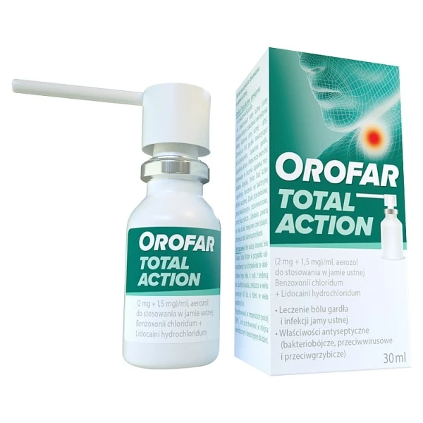 Orofar Total Action (2mg+1,5mg)/ml, aerozol do stosowania w jamie ustnej, 30ml