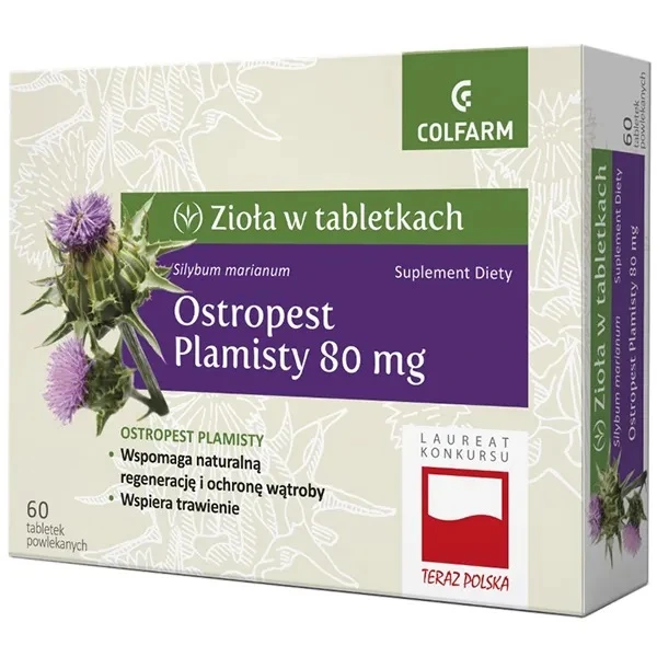 Zioła w tabletkach, Ostropest Plamisty 80mg, 60 tabletek
