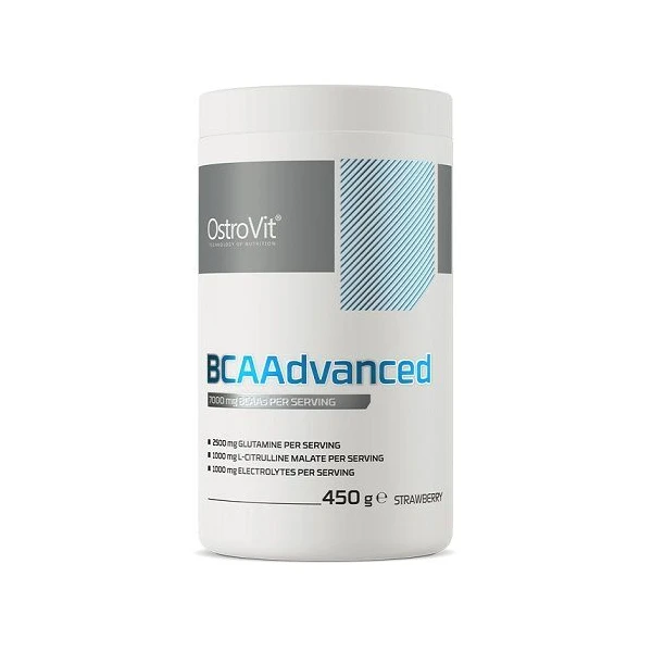 OstroVit, BCAAdvanced, proszek, smak truskawkowy, 450g