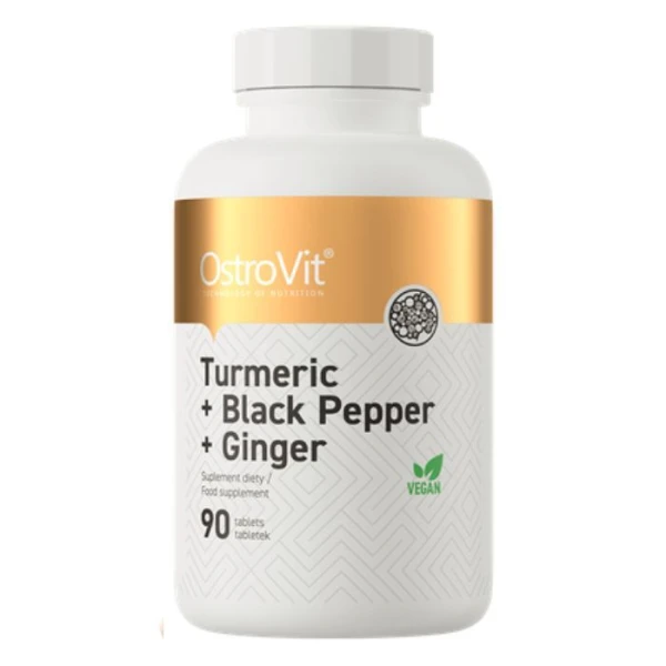 OstroVit, Kurkumina + czarny pieprz + imbir, 90 tabletek